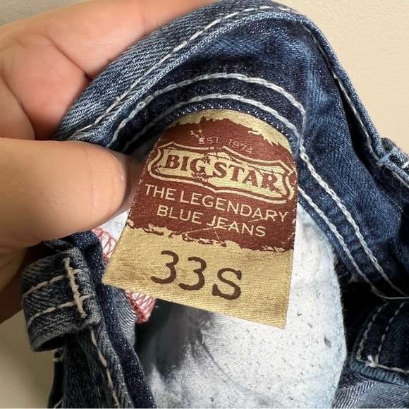 Big Star Mens Pioneer Regular Boot Cut Denim Jeans Size 33 Short Distressed - Picture 11 of 12